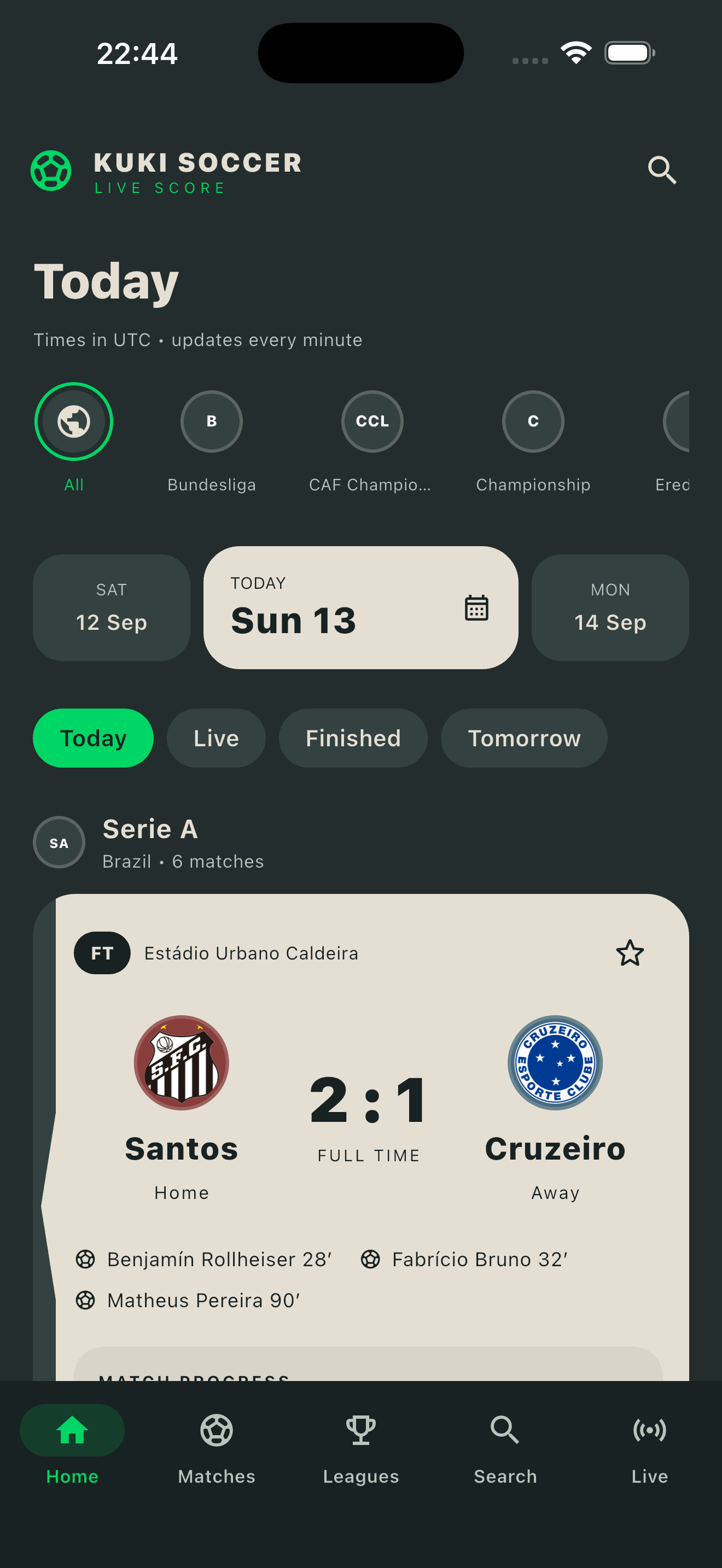Kuki Soccer App Interface